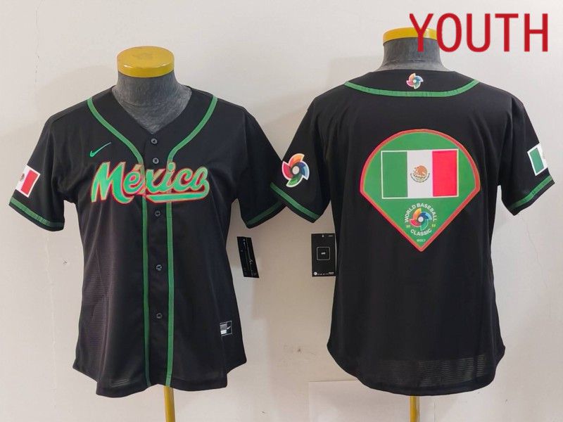 Youth 2024 World Cub Mexico Blank Black Nike MLB Jersey style 13->women mlb jersey->Women Jersey
